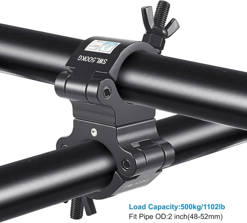 GZhumin Pro TUV Swivel Truss Clamp Black 2 inch, 2 Packs Heavy Duty 1100lb / 500kg Swivel Coupler 50mm Truss Clamps, Dual Head Turn As Needed Two 360 Degree Lighting Clamps, Fit truss OD 48-52mm / 2” - Image 5